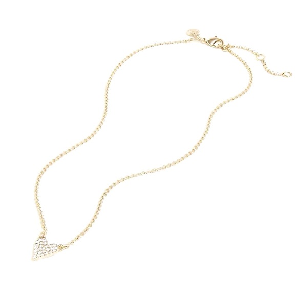 J. CREW Pave Heart Necklace Crystal CZ Heart Gold Plated Chain 16” 2” Extender - Picture 7 of 7